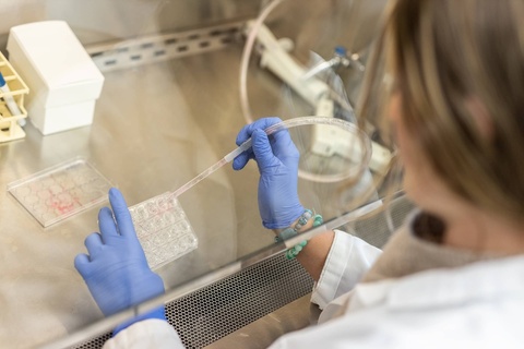 Winter Philibert working with lab equipment 
