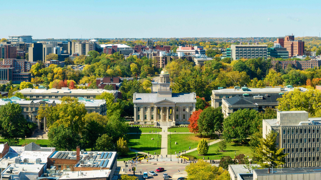 University of Iowa Pentacrest Drone Shot