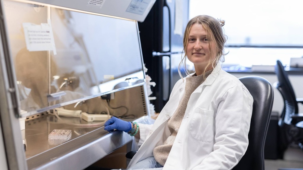 Winter Philibert sitting in the lab